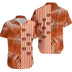 Cincinnati Bengals Palm Leaves And Stripes Hawaiian Shirt For Fans-1