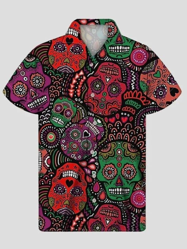 Collar Skull Multicolor Best Design Hawaiian Shirt