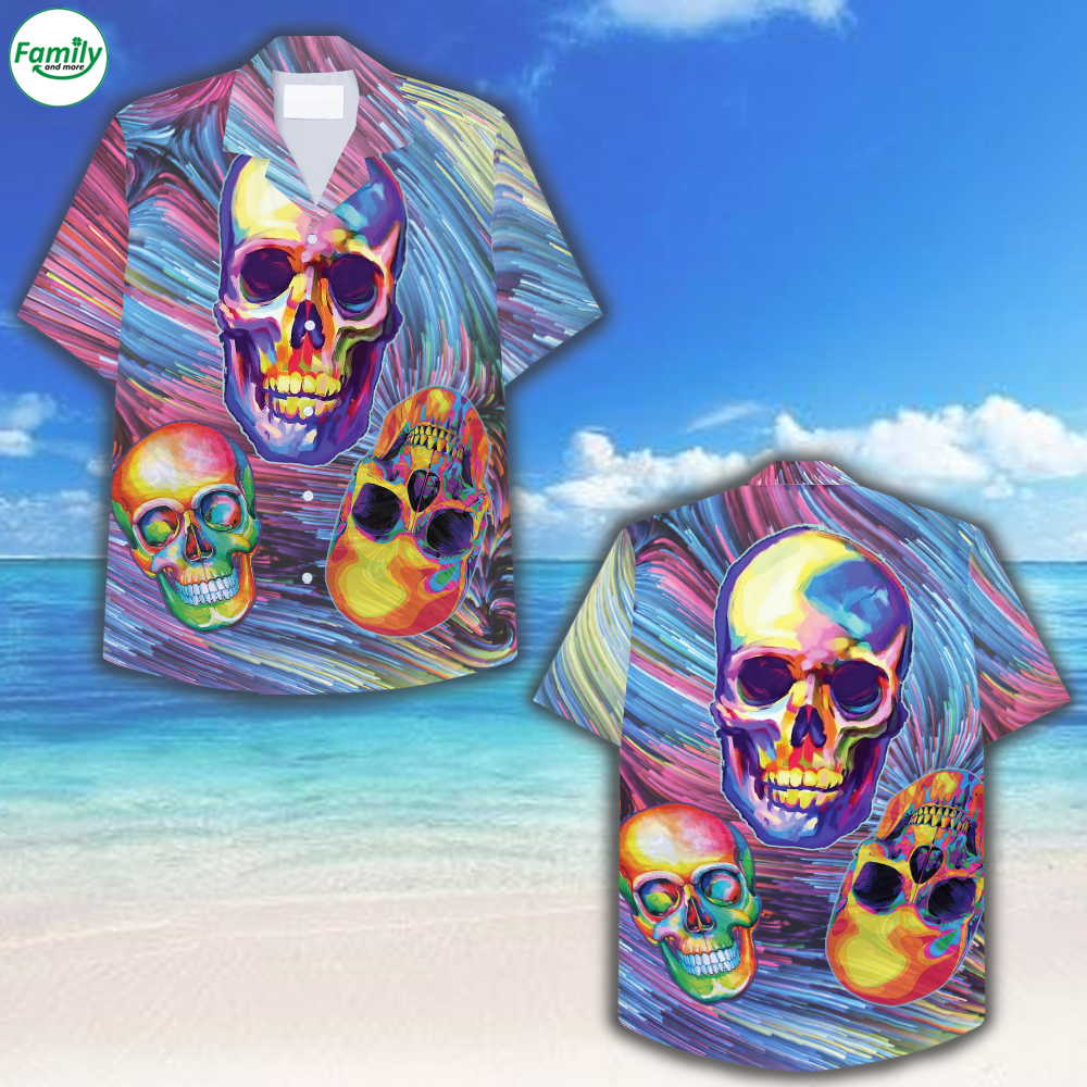 Colorful Skulls Hawaiian Shirt Colorful Skulls Hawaiian Shirt