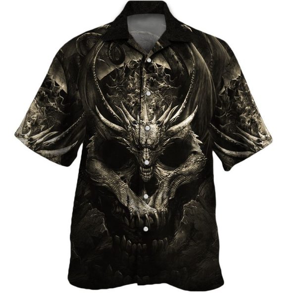 Dragon Skull Black Unique Design Unisex Hawaiian Shirt For Men And Women