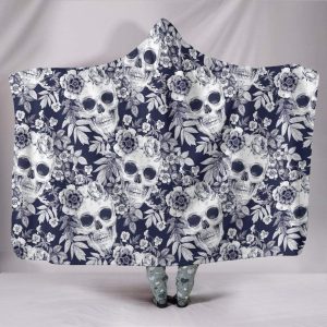 Floral Skull Aloha Hawaiian Aloha Shirts Hooded Blanket Hl-1
