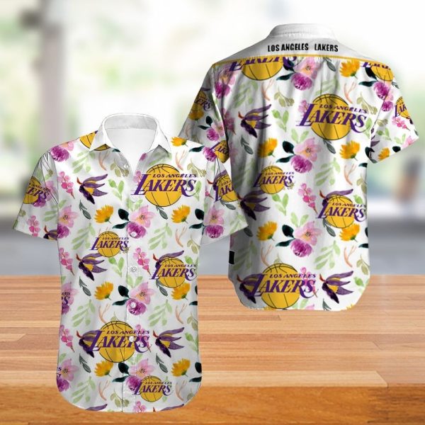 Los Angeles Lakers Hawaiian Shirt Flower summer new design