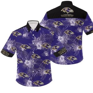 NFL Baltimore Ravens Flowers Gift For Fan Hawaiian Graphic Print Short