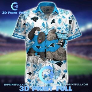 NFL Carolina Panthers Hawaiian Shirt Short Kingkong Godzilla