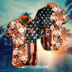 NFL Cincinnati Bengals Hawaiian Shirt Flag Flower