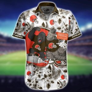 NFL Cleveland Browns Hawaiian Shirt Short Kingkong Godzilla