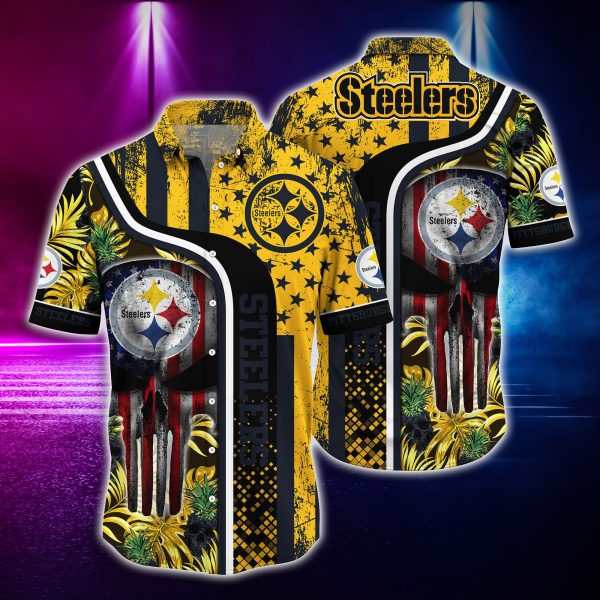 NFL Hawaiian Shirt Pittsburgh Steelers and T-shirt skull