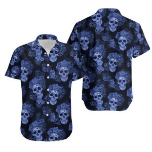 New England Patriots Mystery Skull And Flower Hawaii Shirt and Shorts