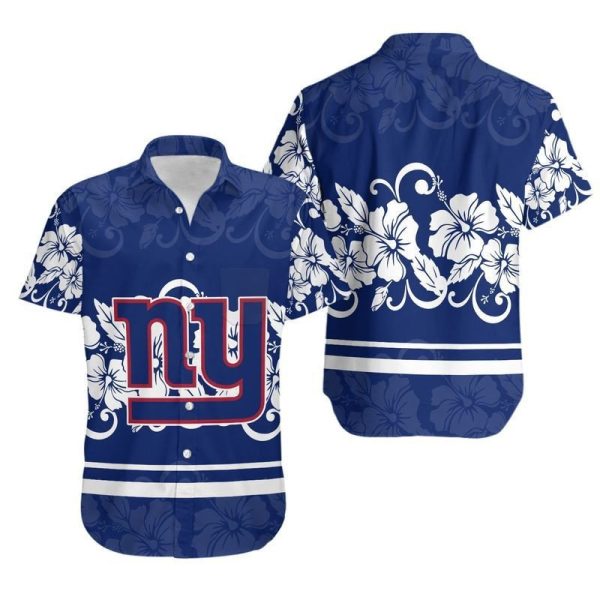 New York Giants Hibiscus Flowers Hawaii Shirt and Shorts Summer Collec