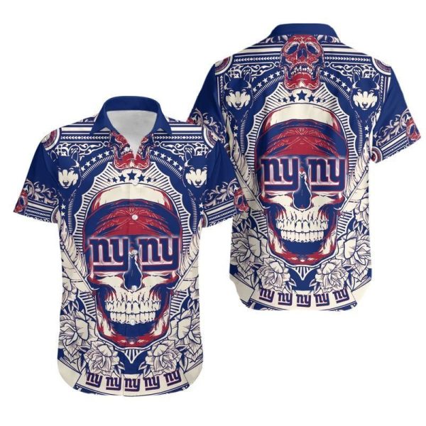 New York Giants Skull NFL Gift For Fan Hawaii Shirt and Shorts Summer