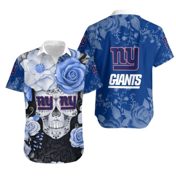 New York Giants Skull NFL Gift For Fan Hawaiian Graphic Print Short Sl