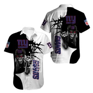 New York Giants button-up shirt Iron Maiden gift for Halloween