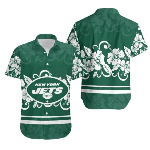 New York Jets Hibiscus Flowers Hawaii Shirt and Shorts Summer Collecti