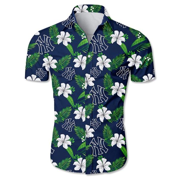 New York Yankees Hawaiian Shirt summer Tropical flower gift for fans