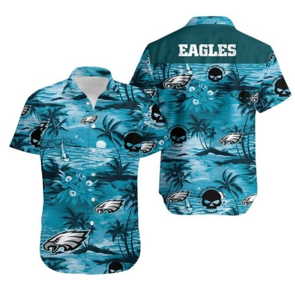 Philadelphia Eagles NFL Football Hawaiian Graphic Print Short Sleeve H