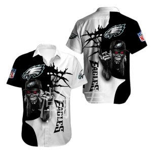 Philadelphia Eagles button-up shirt Iron Maiden gift for Halloween