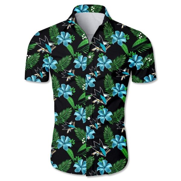 San Jose Sharks Hawaiian Shirt Tropical Flower summer