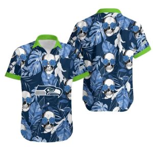 Seattle Seahawks Coconut Leaves And Skulls Hawaii Shirt and Shorts Sum