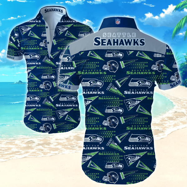 Seattle Seahawks Nfl Hawaiian Graphic Print Short Sleeve Hawaiian Shir