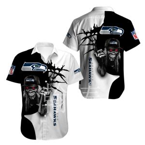 Seattle Seahawks button-up shirt Iron Maiden gift for Halloween