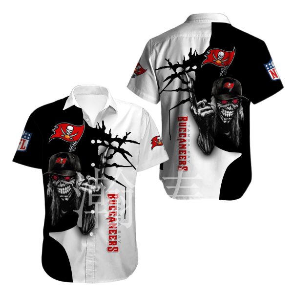 Tampa Bay Buccaneers button-up shirt Iron Maiden gift for Halloween