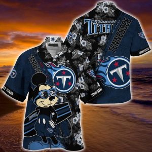 Tennessee Titans NFL Summer Hawaiian Shirt Mickey And Floral Pattern