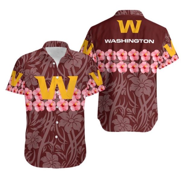 Washington Football Team Flower and Logo Hawaii Shirt and Shorts Summer