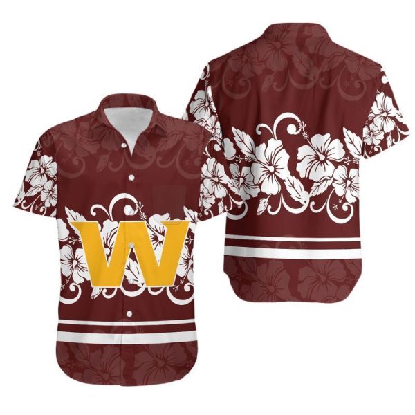 Washington Football Team Hibiscus Flowers Hawaii Shirt and Shorts Summer